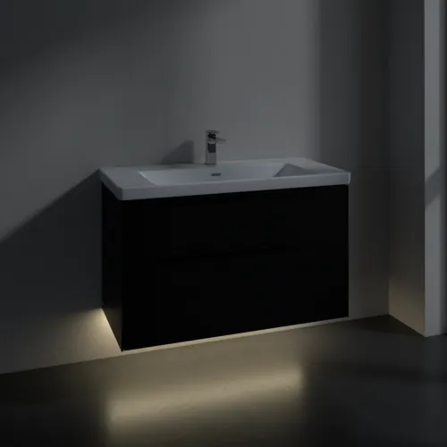 Bild von VILLEROY BOCH Subway 3.0 Waschbeckenunterschrank, mit Beleuchtung, 2 Auszüge, 973 x 576 x 478 mm, Volcano Black #C570L1VL