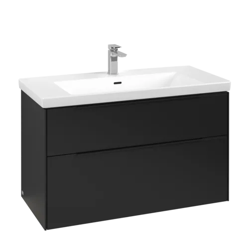 VILLEROY BOCH Subway 3.0 Vanity unit, with lighting, 2 pull-out compartments, 973 x 576 x 478 mm, Volcano Black #C570L1VL resmi