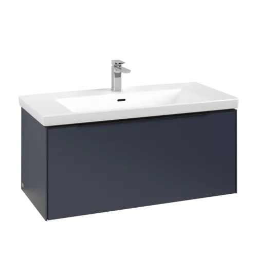 VILLEROY BOCH Subway 3.0 Vanity unit, with lighting, 1 pull-out compartment, 973 x 429 x 478 mm, Marine Blue #C569L1VQ resmi