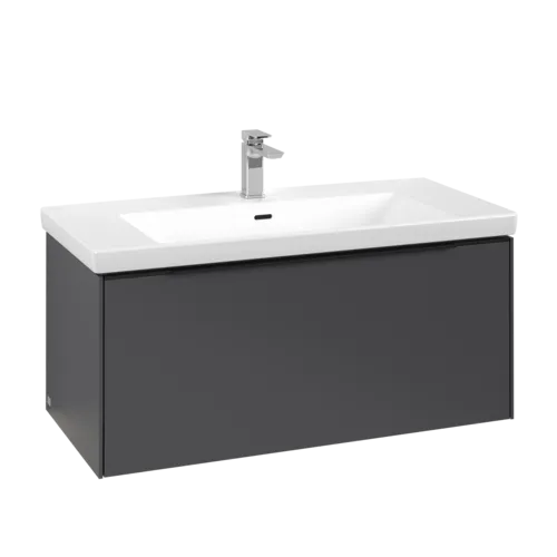 VILLEROY BOCH Subway 3.0 Vanity unit, with lighting, 1 pull-out compartment, 973 x 429 x 478 mm, Graphite #C569L1VR resmi