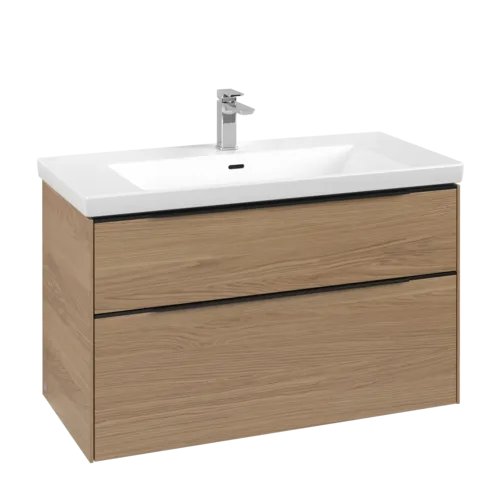 VILLEROY BOCH Subway 3.0 Vanity unit, with lighting, 2 pull-out compartments, 973 x 576 x 478 mm, Nordic Oak #C570L1VJ resmi