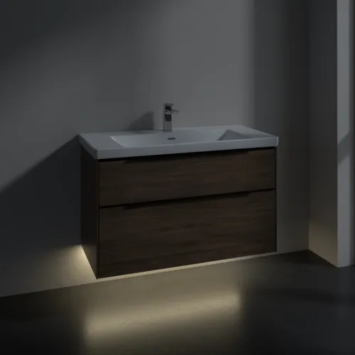 Bild von VILLEROY BOCH Subway 3.0 Waschbeckenunterschrank, mit Beleuchtung, 2 Auszüge, 973 x 576 x 478 mm, Arizona Oak #C570L1VH
