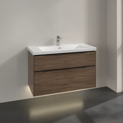Bild von VILLEROY BOCH Subway 3.0 Waschbeckenunterschrank, mit Beleuchtung, 2 Auszüge, 973 x 576 x 478 mm, Arizona Oak #C570L1VH