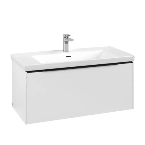 VILLEROY BOCH Subway 3.0 Vanity unit, with lighting, 1 pull-out compartment, 973 x 429 x 478 mm, Pure White #C569L1VF resmi