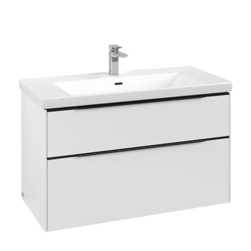 VILLEROY BOCH Subway 3.0 Vanity unit, with lighting, 2 pull-out compartments, 973 x 576 x 478 mm, Pure White #C570L1VF resmi