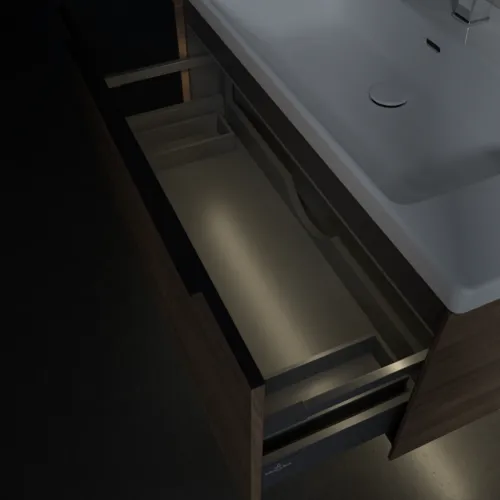 Bild von VILLEROY BOCH Subway 3.0 Waschbeckenunterschrank, mit Beleuchtung, 1 Auszug, 973 x 429 x 478 mm, Arizona Oak #C569L1VH