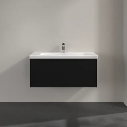Bild von VILLEROY BOCH Subway 3.0 Waschbeckenunterschrank, mit Beleuchtung, 1 Auszug, 973 x 429 x 478 mm, Volcano Black #C569L1VL
