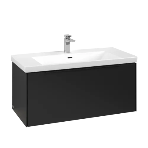 VILLEROY BOCH Subway 3.0 Vanity unit, with lighting, 1 pull-out compartment, 973 x 429 x 478 mm, Volcano Black #C569L1VL resmi