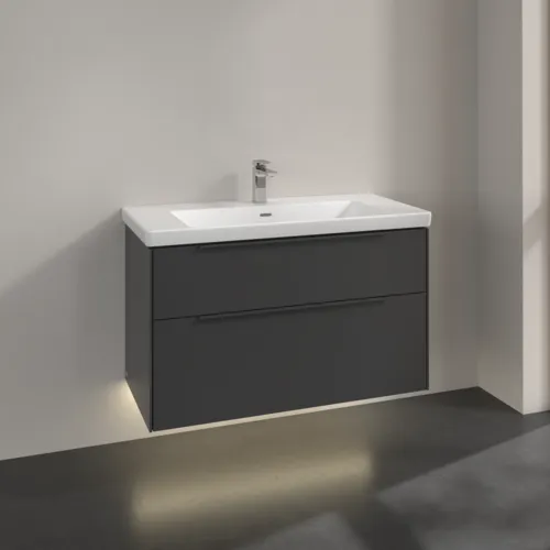 Picture of VILLEROY BOCH Subway 3.0 Vanity unit, with lighting, 2 pull-out compartments, 973 x 576 x 478 mm, Graphite #C570L2VR