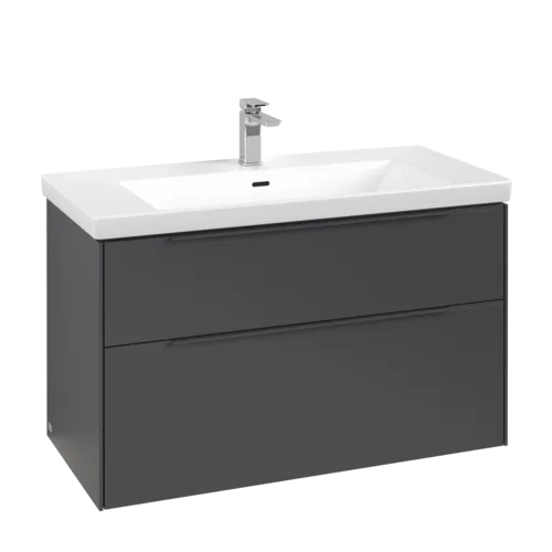 Зображення з  VILLEROY BOCH Subway 3.0 Vanity unit, with lighting, 2 pull-out compartments, 973 x 576 x 478 mm, Graphite #C570L2VR