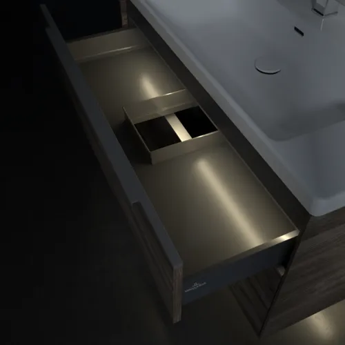 Bild von VILLEROY BOCH Subway 3.0 Waschbeckenunterschrank, mit Beleuchtung, 2 Auszüge, 973 x 576 x 478 mm, Stone Oak #C570L0RK