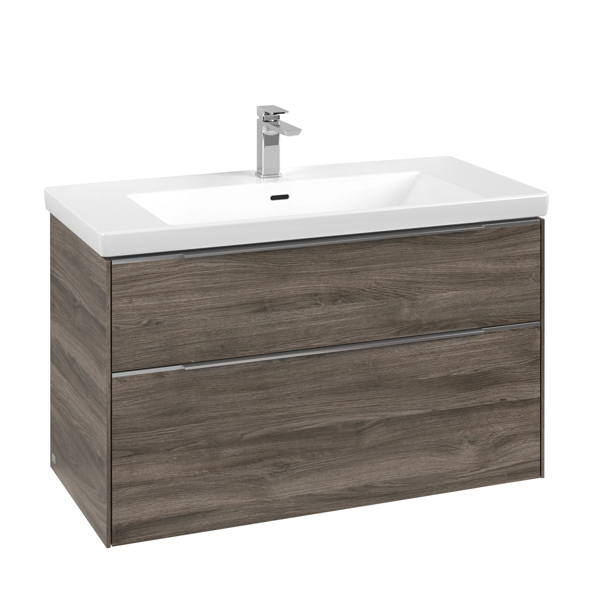 Picture of VILLEROY BOCH Subway 3.0 Vanity unit, with lighting, 2 pull-out compartments, 973 x 576 x 478 mm, Stone Oak #C570L0RK
