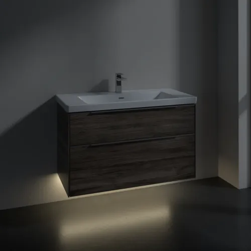 Bild von VILLEROY BOCH Subway 3.0 Waschbeckenunterschrank, mit Beleuchtung, 2 Auszüge, 973 x 576 x 478 mm, Stone Oak #C570L0RK