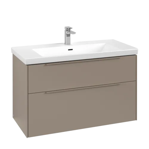 Picture of VILLEROY BOCH Subway 3.0 Vanity unit, with lighting, 2 pull-out compartments, 973 x 576 x 478 mm, Taupe #C570L2VM