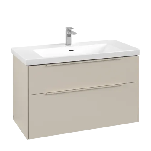 Picture of VILLEROY BOCH Subway 3.0 Vanity unit, with lighting, 2 pull-out compartments, 973 x 576 x 478 mm, Cashmere Grey #C570L2VN