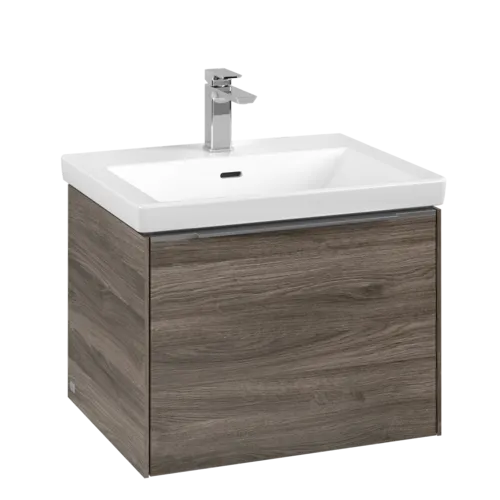 VILLEROY BOCH Subway 3.0 Vanity unit, with lighting, 1 pull-out compartment, 572 x 429 x 478 mm, Stone Oak #C577L0RK resmi
