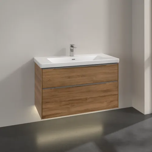 Bild von VILLEROY BOCH Subway 3.0 Waschbeckenunterschrank, mit Beleuchtung, 2 Auszüge, 973 x 576 x 478 mm, Kansas Oak #C570L0RH