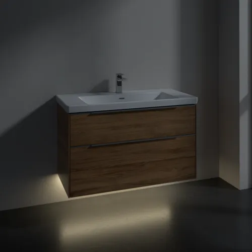 Bild von VILLEROY BOCH Subway 3.0 Waschbeckenunterschrank, mit Beleuchtung, 2 Auszüge, 973 x 576 x 478 mm, Kansas Oak #C570L0RH