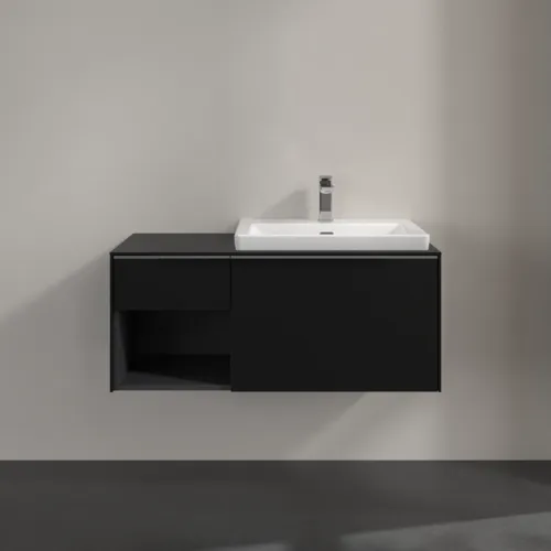 Obrázek VILLEROY BOCH Subway 3.0 Vanity unit, s osvětlením, 2 výsuvy, 1001 x 423 x 516 mm, Volcano Black / Volcano Black #C571L0VL