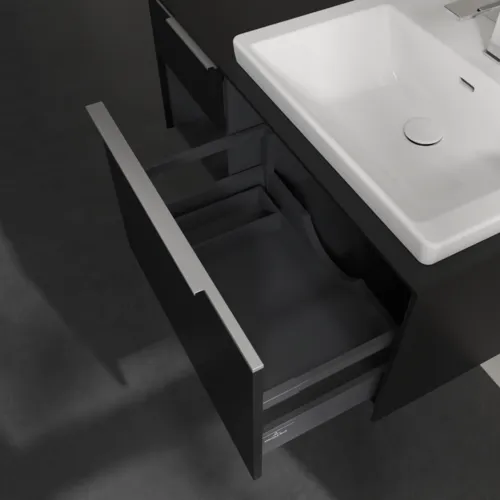 Obrázek VILLEROY BOCH Subway 3.0 Vanity unit, s osvětlením, 2 výsuvy, 1001 x 423 x 516 mm, Volcano Black / Volcano Black #C571L0VL