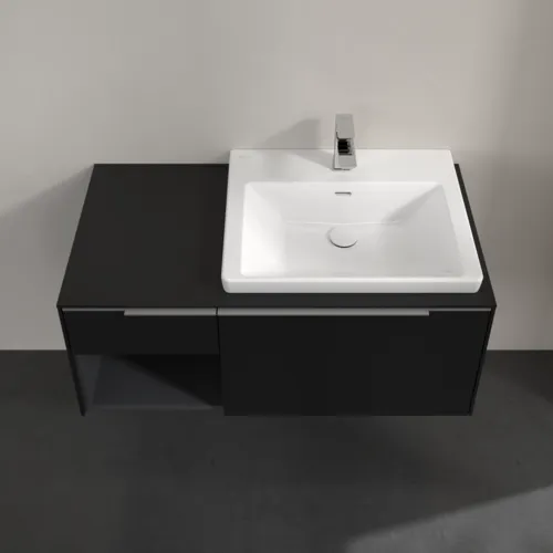 Obrázek VILLEROY BOCH Subway 3.0 Vanity unit, s osvětlením, 2 výsuvy, 1001 x 423 x 516 mm, Volcano Black / Volcano Black #C571L0VL