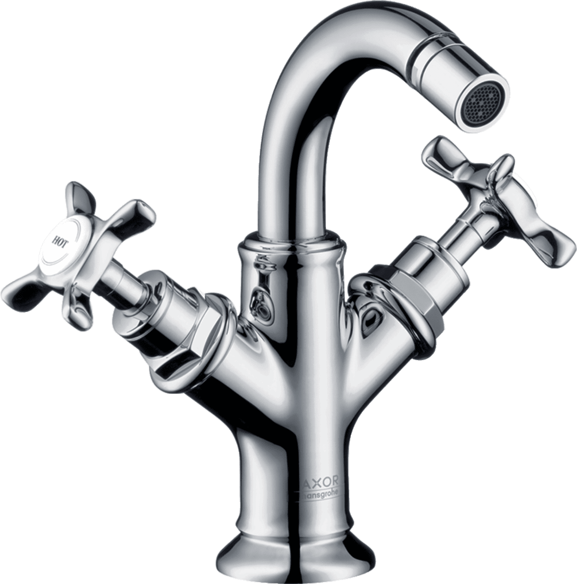 Bild von HANSGROHE AXOR Montreux 2-Griff Bidetarmatur mit Kreuzgriffen und Zugstangen-Ablaufgarnitur #16520000 - Chrom