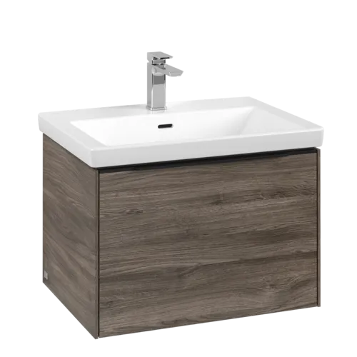 VILLEROY BOCH Subway 3.0 Vanity unit, with lighting, 1 pull-out compartment, 622 x 429 x 478 mm, Stone Oak #C575L1RK resmi