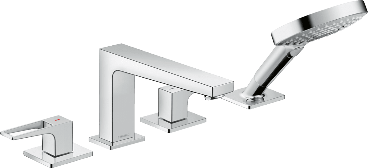 Зображення з  HANSGROHE Metropol 4-hole rim mounted bath mixer with loop handles for Secuflex #74552000 - Chrome