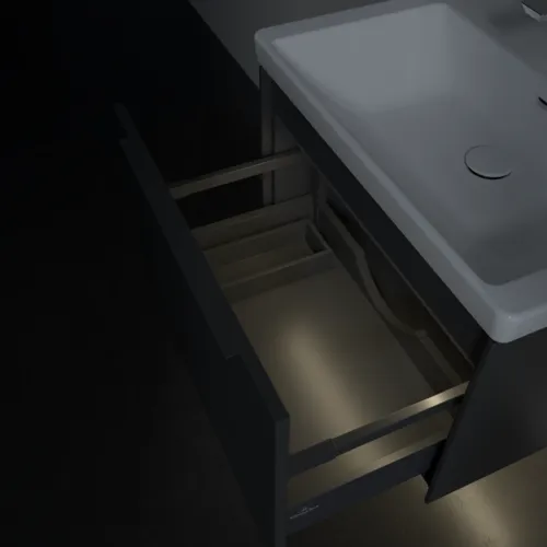Bild von VILLEROY BOCH Subway 3.0 Waschbeckenunterschrank, mit Beleuchtung, 1 Auszug, 622 x 429 x 478 mm, Graphite #C575L2VR