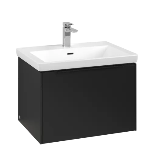 VILLEROY BOCH Subway 3.0 Vanity unit, with lighting, 1 pull-out compartment, 622 x 429 x 478 mm, Volcano Black #C575L1VL resmi