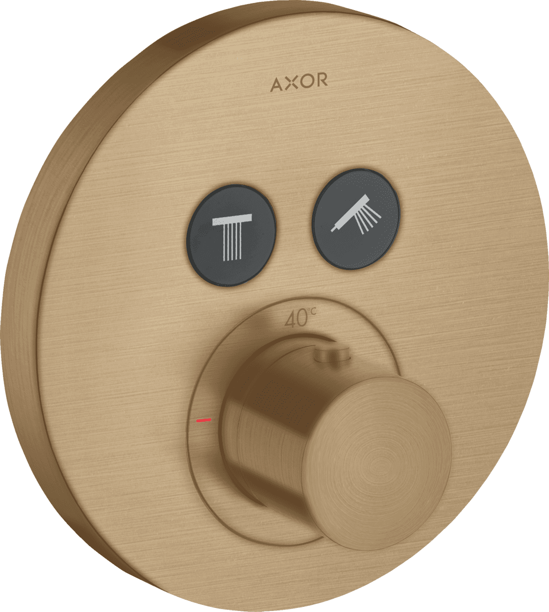 Obrázek HANSGROHE AXOR ShowerSolutions Termostat s podomítkovou instalací, kulatá rozeta, pro 2 spotřebiče #36723140 - kartáčovaný bronz
