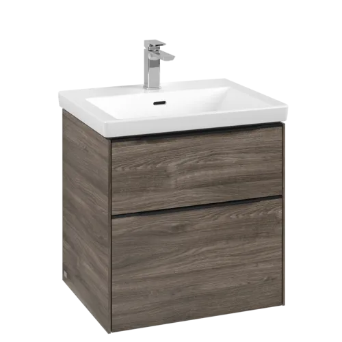 VILLEROY BOCH Subway 3.0 Vanity unit, with lighting, 2 pull-out compartments, 572 x 576 x 478 mm, Stone Oak #C578L1RK resmi