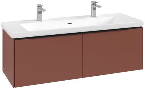 VILLEROY BOCH Subway 3.0 Vanity unit, with lighting, 2 pull-out compartments, 1272 x 429 x 478 mm, Wine Red #C601L1AH resmi