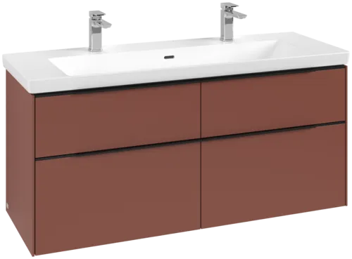 VILLEROY BOCH Subway 3.0 Vanity unit, with lighting, 4 pull-out compartments, 1272 x 576 x 478 mm, Wine Red #C602L1AH resmi