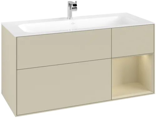 VILLEROY BOCH Finion Vanity unit, with lighting, 3 pull-out compartments, 1196 x 591 x 498 mm, Silk Grey Matt Lacquer / Silk Grey Matt Lacquer #F070HJHJ resmi