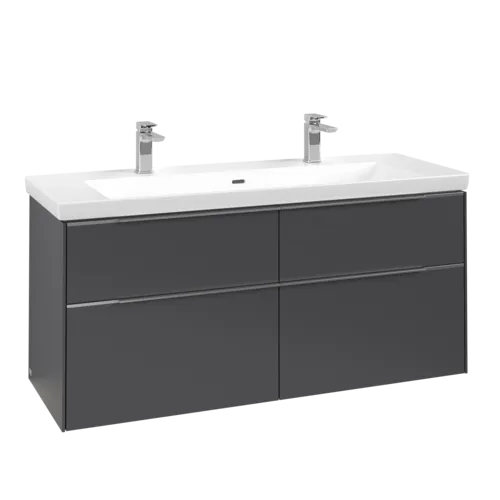 VILLEROY BOCH Subway 3.0 Vanity unit, with lighting, 4 pull-out compartments, 1272 x 576 x 478 mm, Graphite #C602L0VR resmi