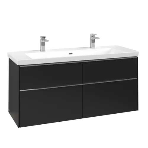 VILLEROY BOCH Subway 3.0 Vanity unit, with lighting, 4 pull-out compartments, 1272 x 576 x 478 mm, Volcano Black #C602L0VL resmi