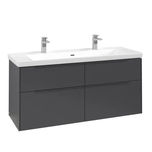 VILLEROY BOCH Subway 3.0 Vanity unit, with lighting, 4 pull-out compartments, 1272 x 576 x 478 mm, Graphite #C602L2VR resmi