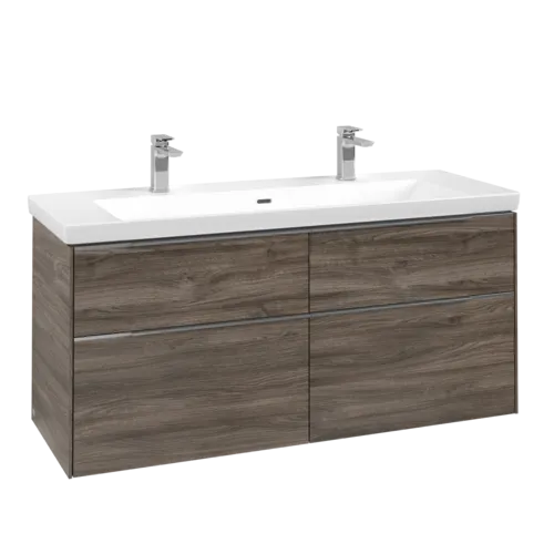 VILLEROY BOCH Subway 3.0 Vanity unit, with lighting, 4 pull-out compartments, 1272 x 576 x 478 mm, Stone Oak #C602L0RK resmi