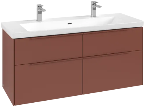 VILLEROY BOCH Subway 3.0 Vanity unit, with lighting, 4 pull-out compartments, 1272 x 576 x 478 mm, Wine Red #C602L2AH resmi