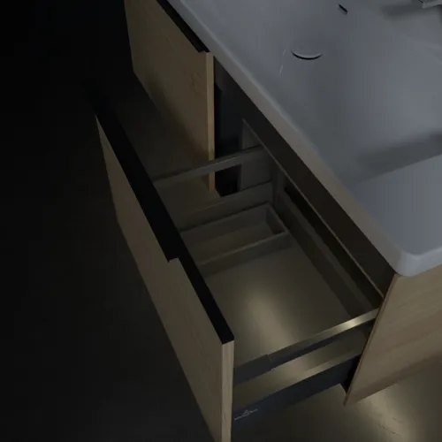 Bild von VILLEROY BOCH Subway 3.0 Waschbeckenunterschrank, mit Beleuchtung, 2 Auszüge, 1272 x 429 x 478 mm, Nordic Oak #C601L1VJ