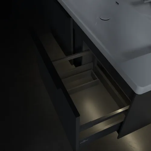 Picture of VILLEROY BOCH Subway 3.0 Vanity unit, with lighting, 2 pull-out compartments, 1272 x 429 x 478 mm, Graphite #C601L1VR