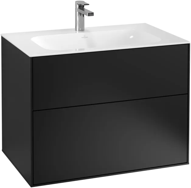 VILLEROY BOCH Finion Vanity unit, 2 pull-out compartments, 796 x 591 x 498 mm, Black Matt Lacquer #F01000PD resmi