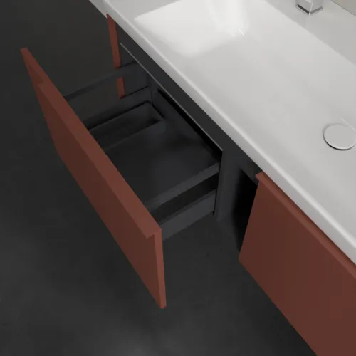 Bild von VILLEROY BOCH Subway 3.0 Waschbeckenunterschrank, mit Beleuchtung, 2 Auszüge, 1272 x 429 x 478 mm, Wine Red #C601L2AH