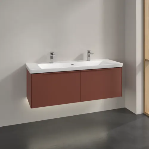 Bild von VILLEROY BOCH Subway 3.0 Waschbeckenunterschrank, mit Beleuchtung, 2 Auszüge, 1272 x 429 x 478 mm, Wine Red #C601L2AH