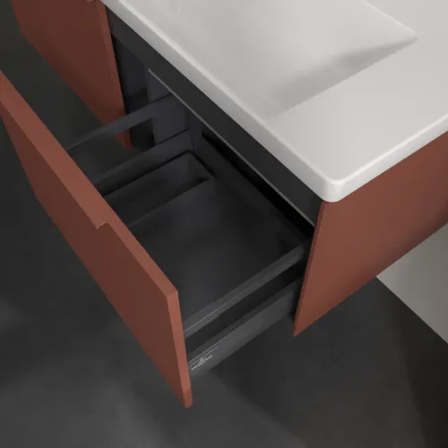 Bild von VILLEROY BOCH Subway 3.0 Waschbeckenunterschrank, mit Beleuchtung, 2 Auszüge, 1272 x 429 x 478 mm, Wine Red #C601L2AH