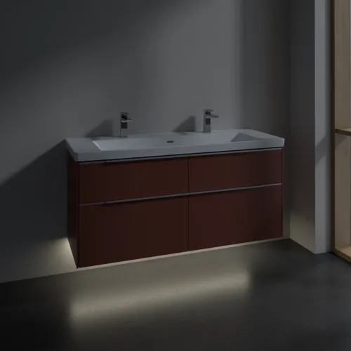Bild von VILLEROY BOCH Subway 3.0 Waschbeckenunterschrank, mit Beleuchtung, 4 Auszüge, 1272 x 576 x 478 mm, Wine Red #C602L0AH