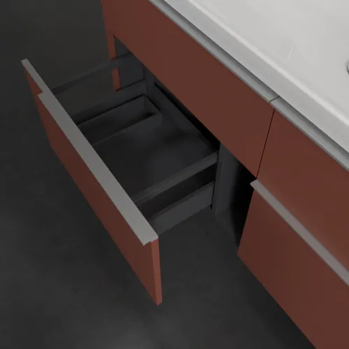 Bild von VILLEROY BOCH Subway 3.0 Waschbeckenunterschrank, mit Beleuchtung, 4 Auszüge, 1272 x 576 x 478 mm, Wine Red #C602L0AH