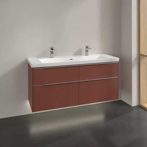 Bild von VILLEROY BOCH Subway 3.0 Waschbeckenunterschrank, mit Beleuchtung, 4 Auszüge, 1272 x 576 x 478 mm, Wine Red #C602L0AH
