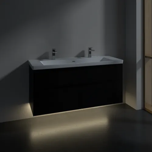 Bild von VILLEROY BOCH Subway 3.0 Waschbeckenunterschrank, mit Beleuchtung, 4 Auszüge, 1272 x 576 x 478 mm, Volcano Black #C602L1VL
